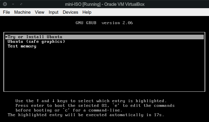 Обычное меню GRUB Lunar Lobster