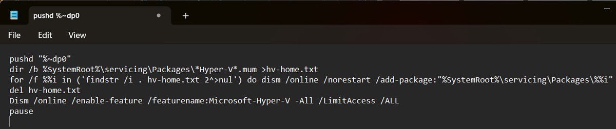 Script in Notepad app.