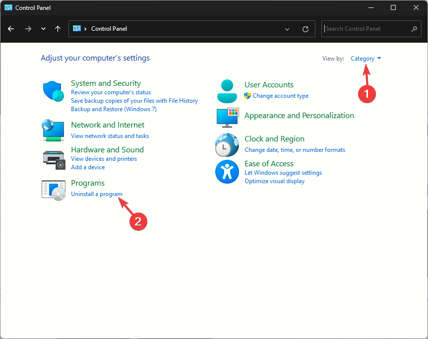Панель управления — Программы и компоненты → Удаление программы