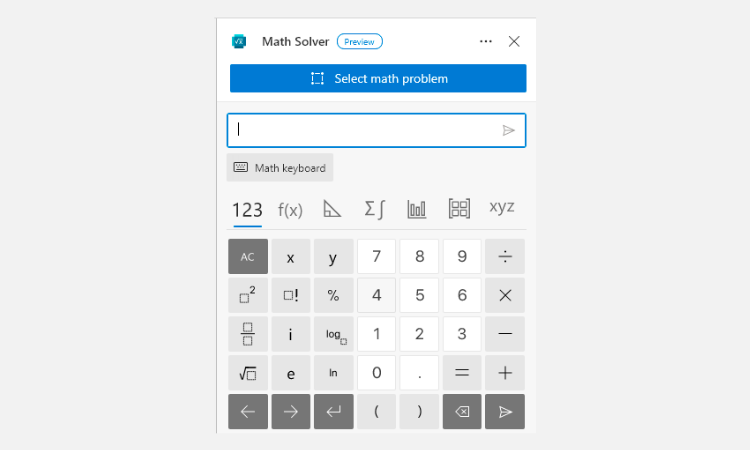 цифровая клавиатура Math Solver