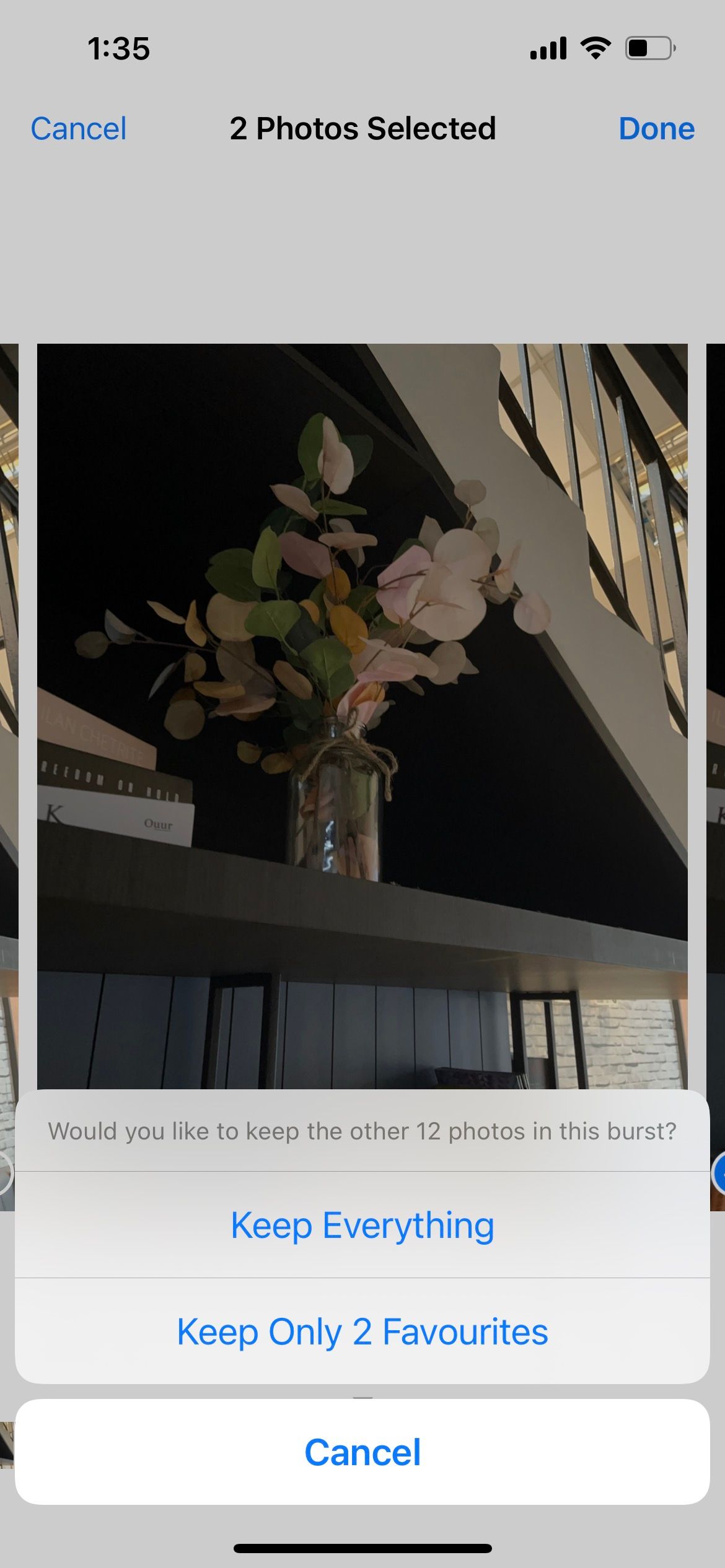 keep selected burst photo on iphone