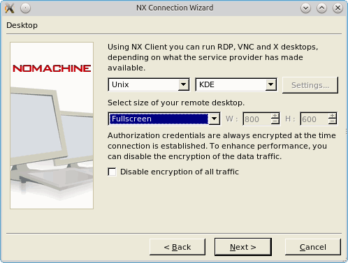 Выбор типа доступа к рабочему столу