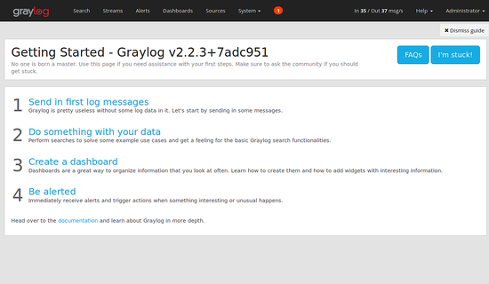 Подготовка к работе в Graylog