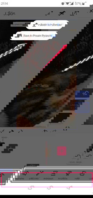 Редактирование и сохранение клипа в Funimate