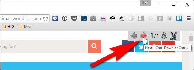 Тулбар PageZipper в правом верхнем углу страницы для быстрой навигации