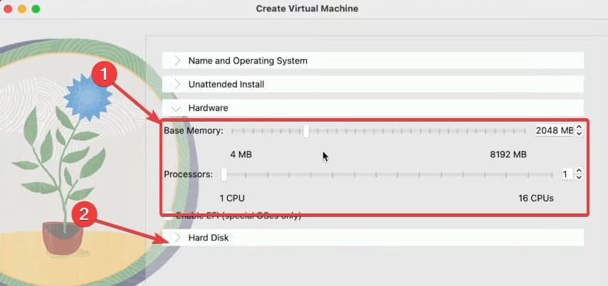 Настройка оперативной памяти и CPU для VM