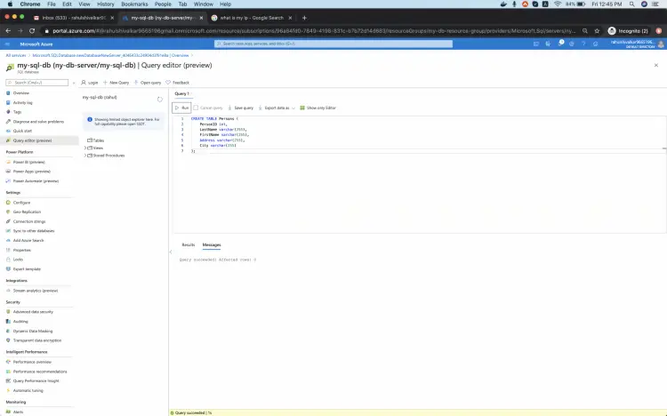 Результат выполнения запроса в Query Editor