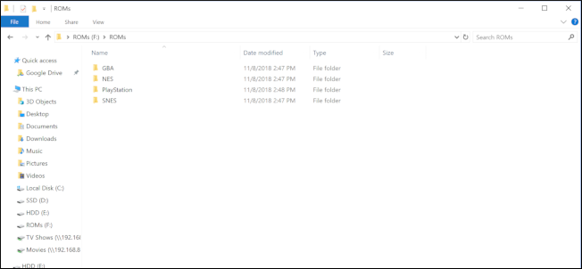 Папка с ROM‑файлами в проводнике на SHIELD