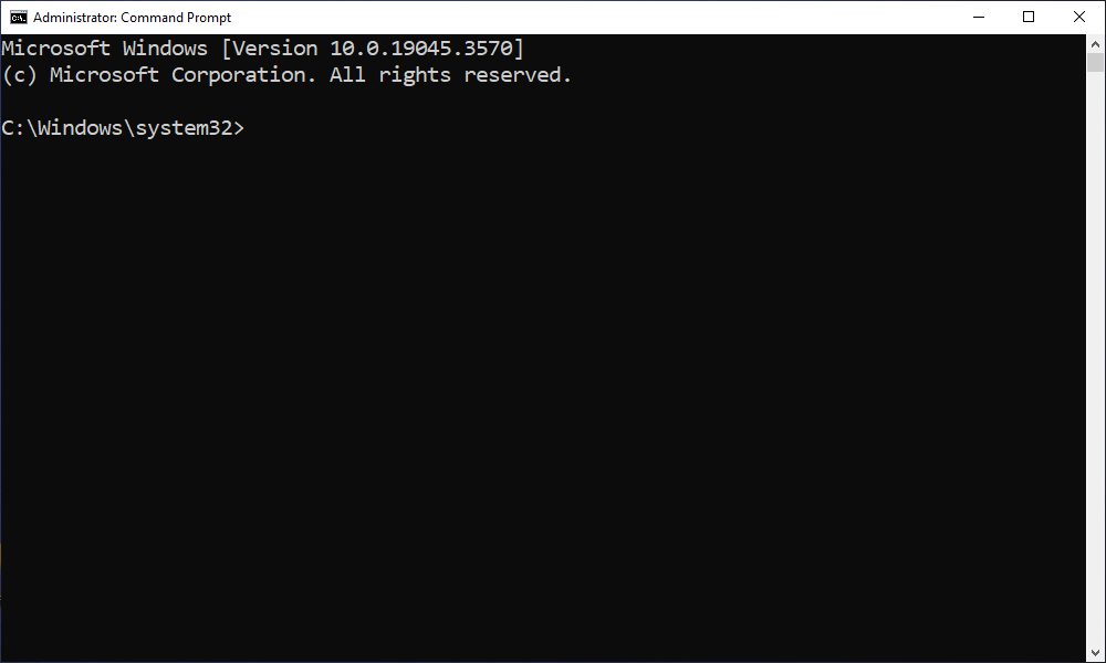 Окно Командной строки с правами администратора