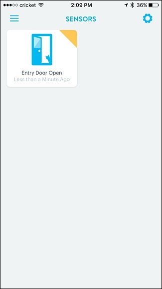 Карточка датчика в приложении Wink