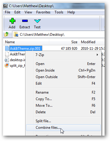 Изображение: объединение частей файла в 7-Zip