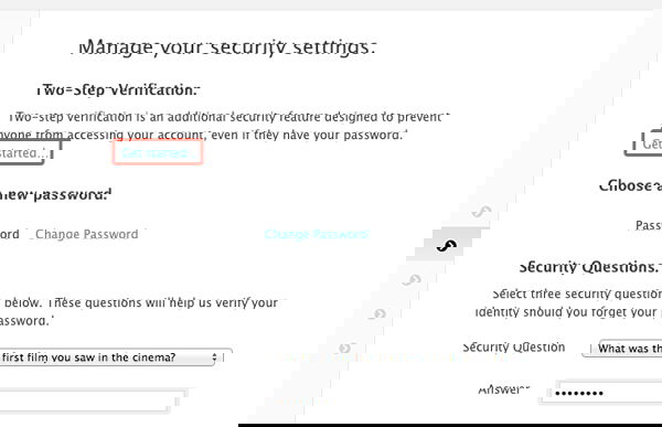 Начало включения двухэтапной проверки