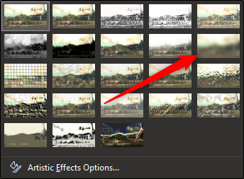 Выбор опции Размытие