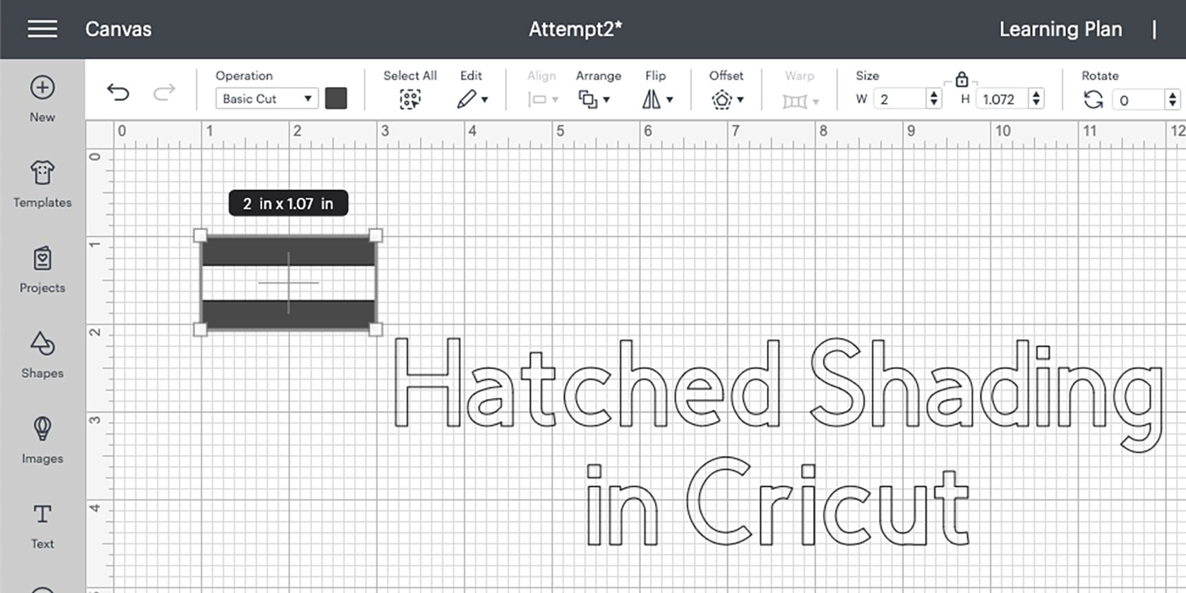 Cricut Design Space equal sign shape.