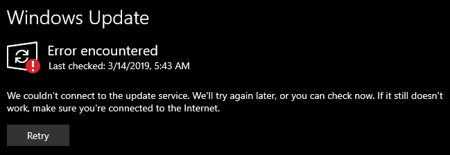 Экран ошибки во время установки обновления Windows
