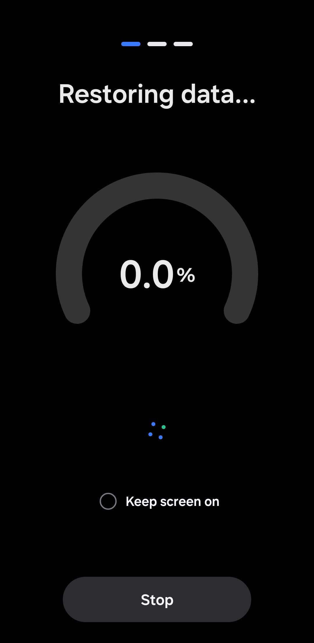 Экран восстановления резервной копии на телефоне Samsung
