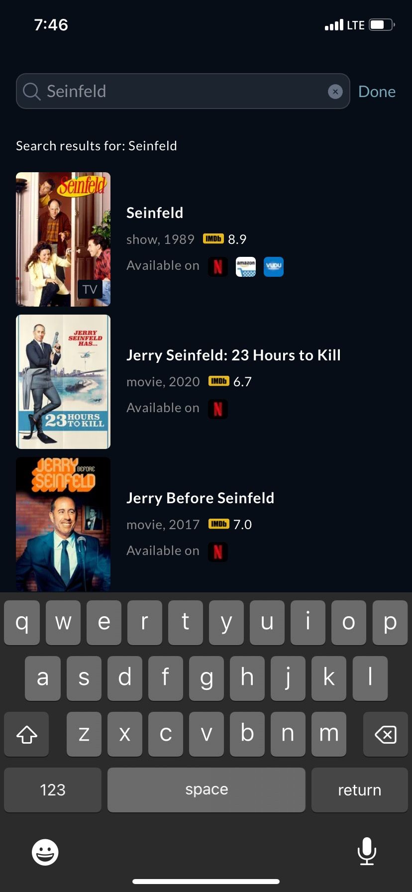 JustWatch — экран с информацией о фильме
