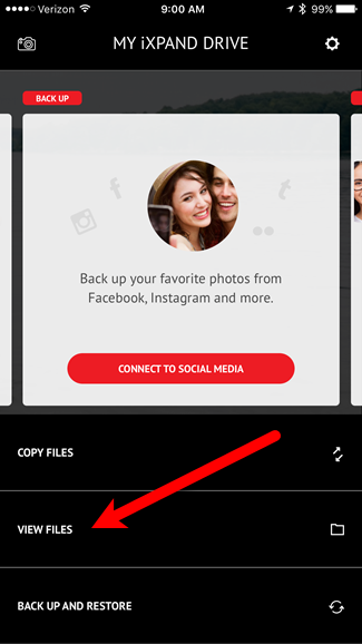 Просмотр файлов и папок на iXpand