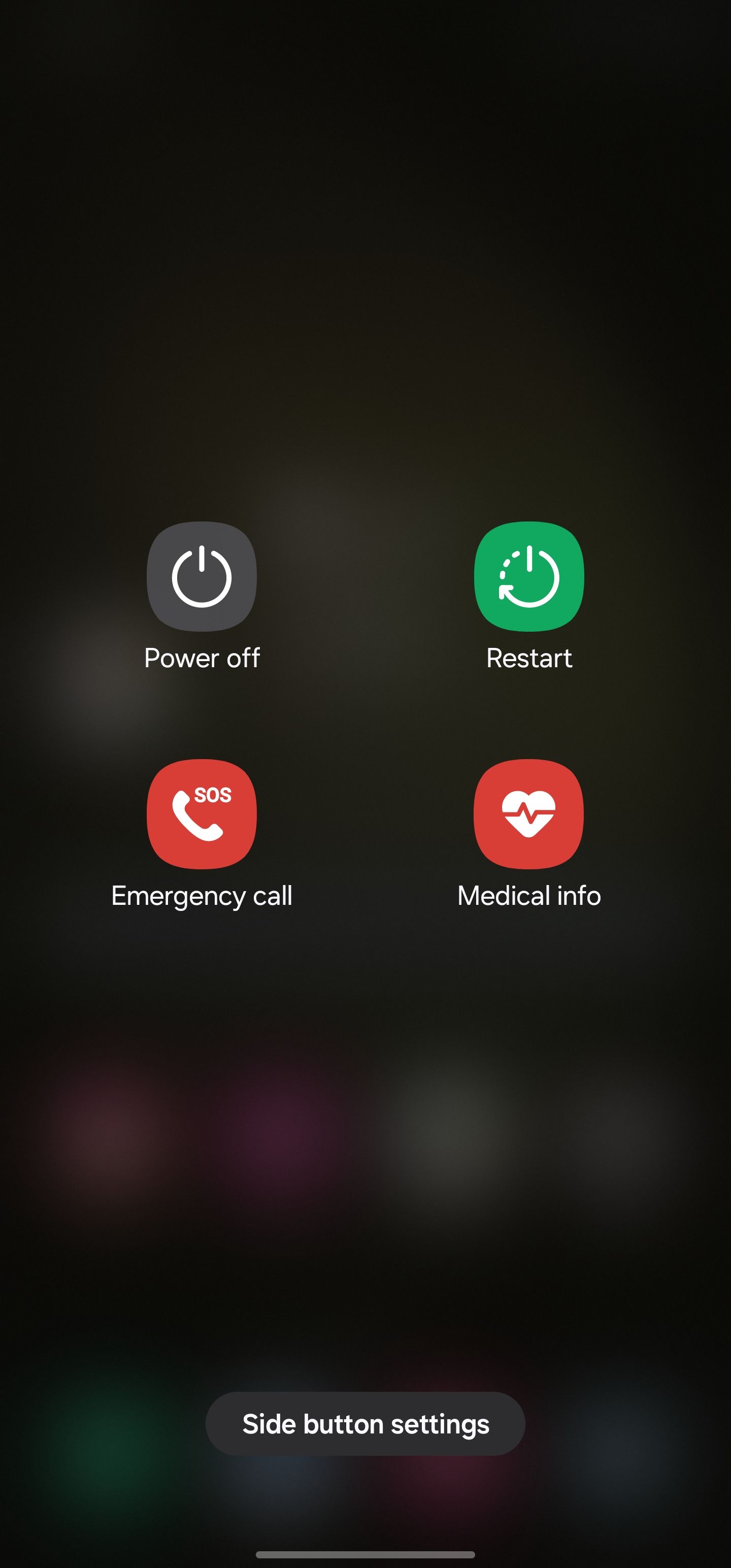 Меню питания на телефоне Samsung.