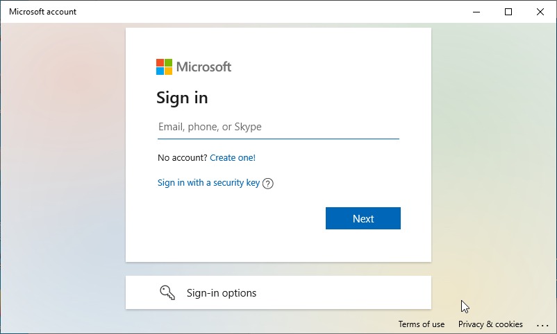 вход в учётную запись Microsoft