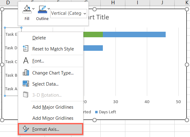 Выберите Формат оси
