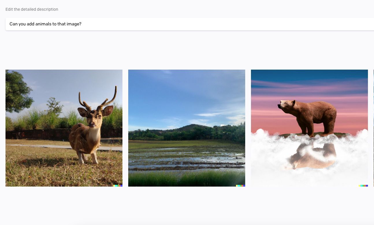 Промпт DALL-E 2 с запросом животных