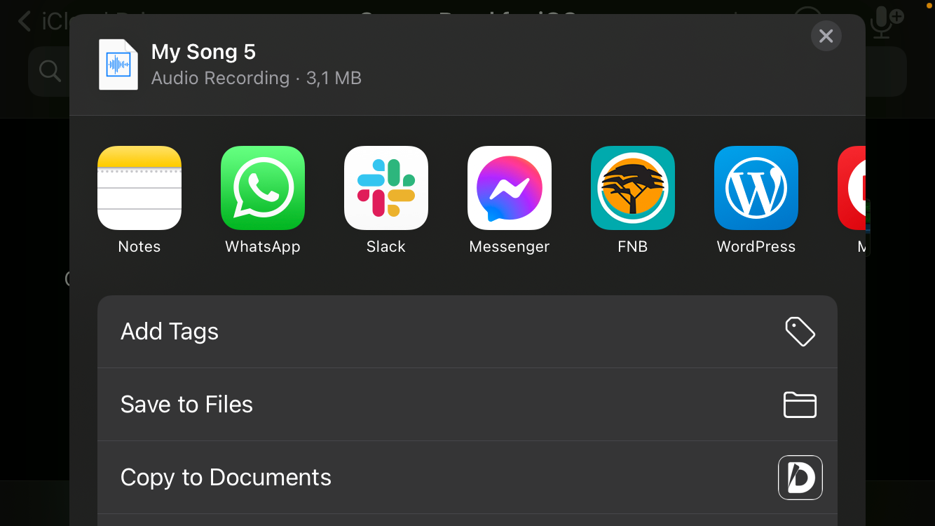 GarageBand Export Project