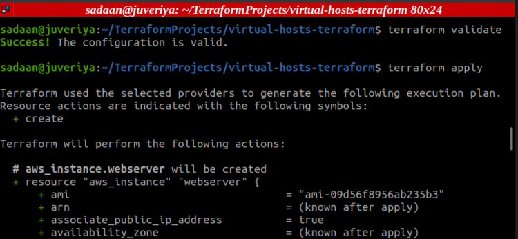 Применение конфигурации Terraform