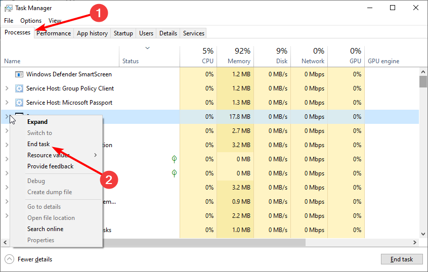 iCloud Photos в Диспетчере задач