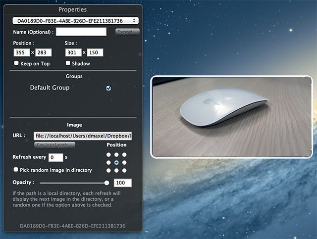Изображение-гиклет с настройками