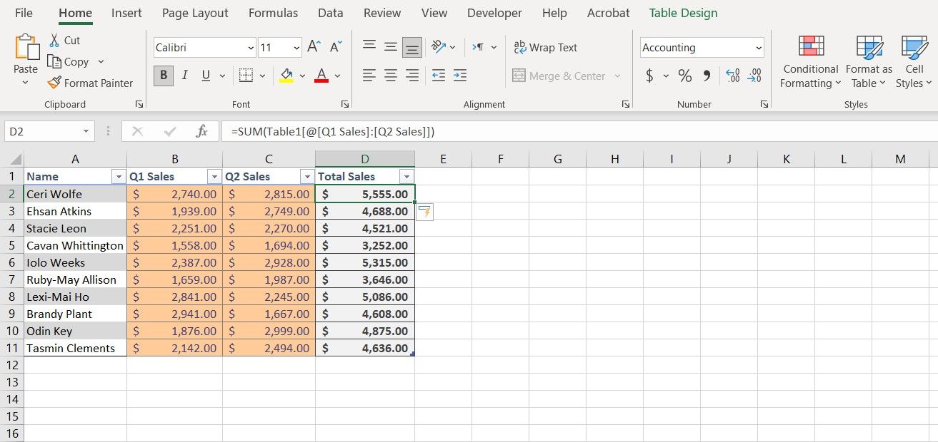 Использование формул в таблице Excel