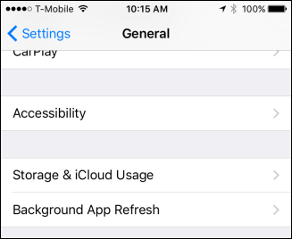 Секция Универсальный доступ в iPhone