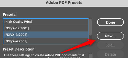 Окно создания нового пресета.