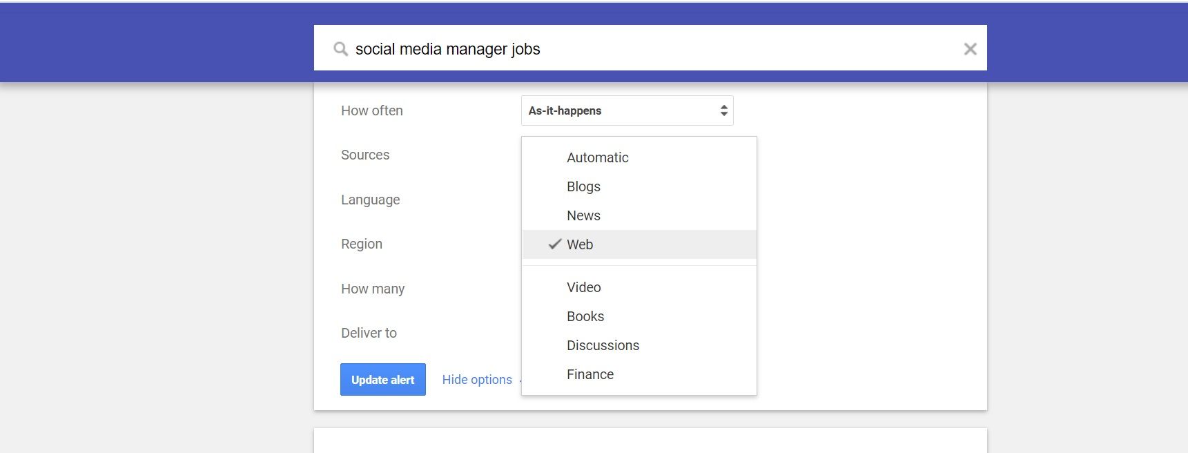 Обновление оповещений Google Alerts