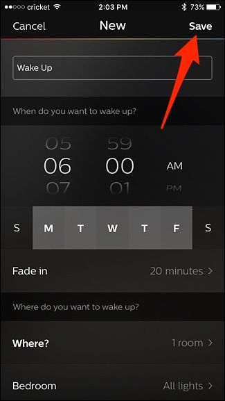 Экран сохранённого расписания в Hue