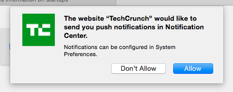 Настройки уведомлений для сайтов в macOS