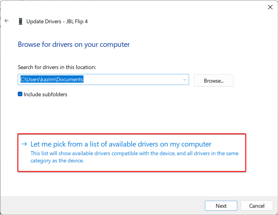 Выбор драйвера вручную