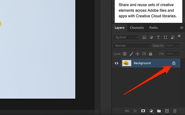 Разблокируйте фоновый слой в Photoshop