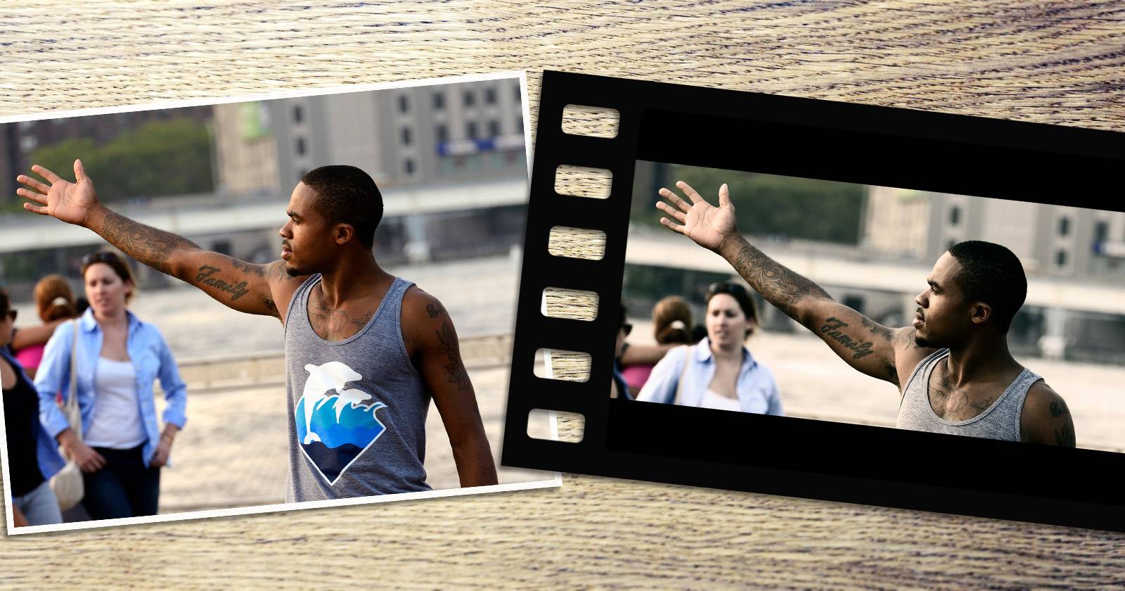 Пример кинематографичного кадра — портрет в тёпло-бирюзовой цветовой гамме