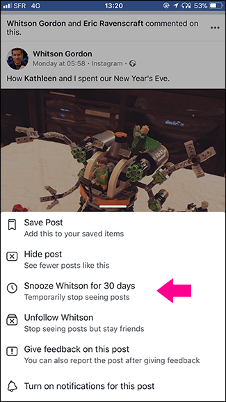 Подтверждение: Snooze на 30 дней