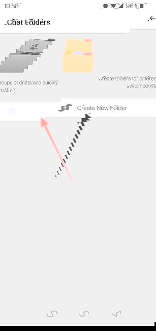 Создать новую папку чатов на мобильном