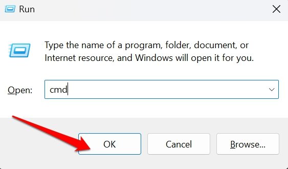 Открытие Командной строки (Win+R)