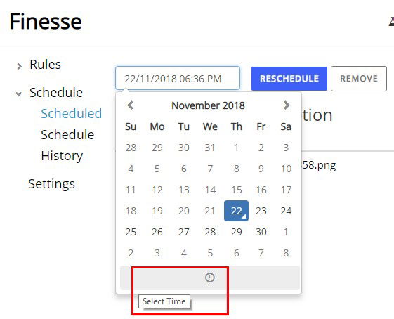 Выбор времени удаления в Finesse