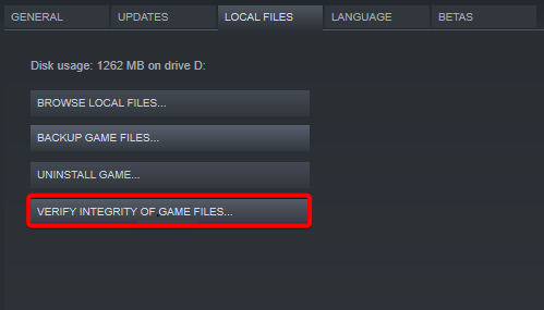 Проверка целостности файлов игры в Steam