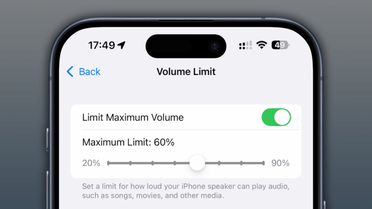 Ограничение максимальной громкости в iOS 18