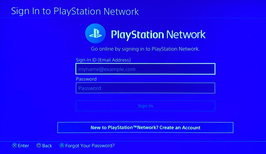 Вход в PSN на PS5