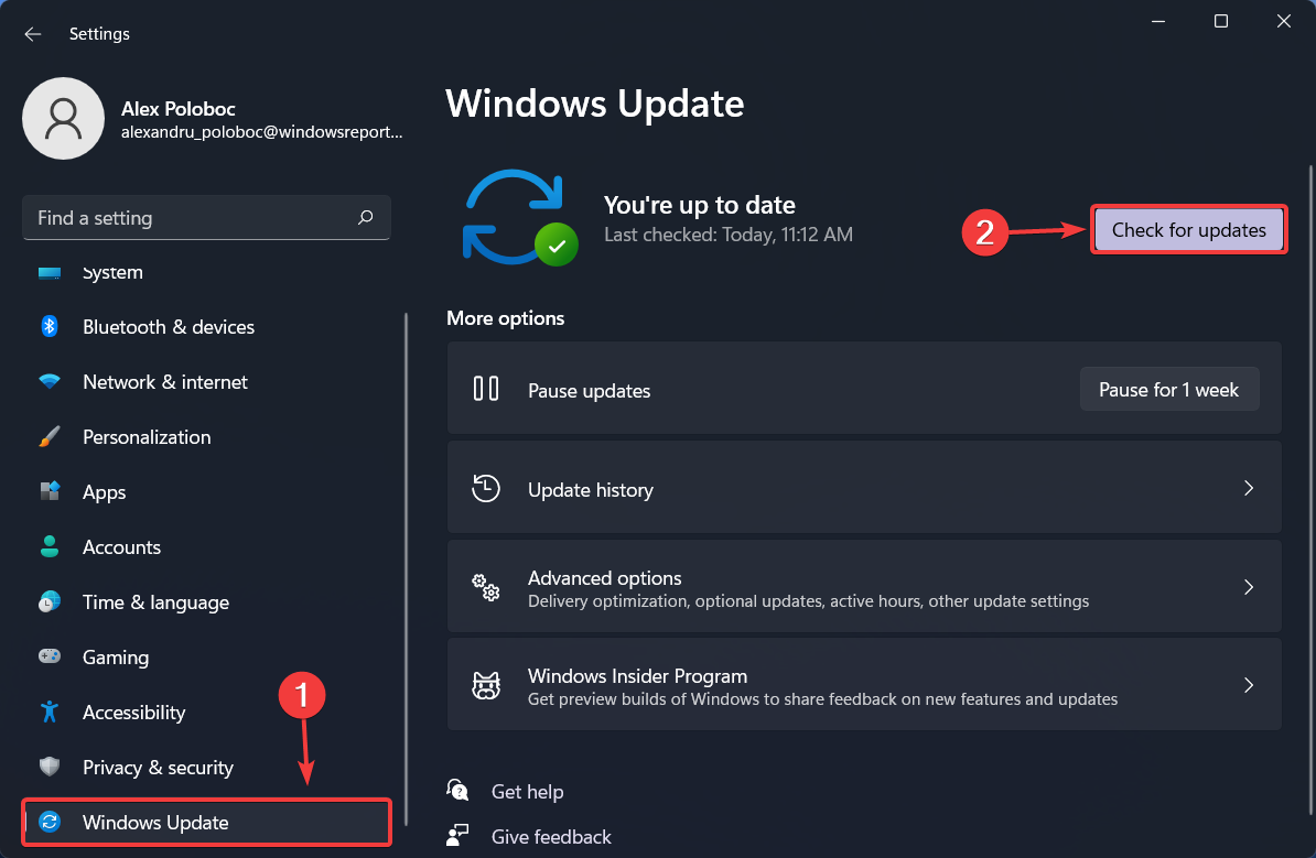 Проверка обновлений Windows