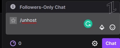 Bouton d'arrêt d'hébergement dans le chat