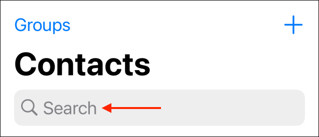 Нажмите строку поиска во вкладке Contacts