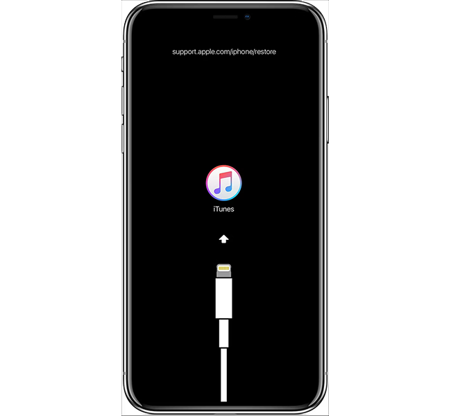 iPhone с активным экраном Recovery Mode.